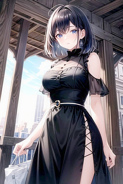 African Beauty with Short Hair Enjoying  Bottom-Up Hentai Pleasure