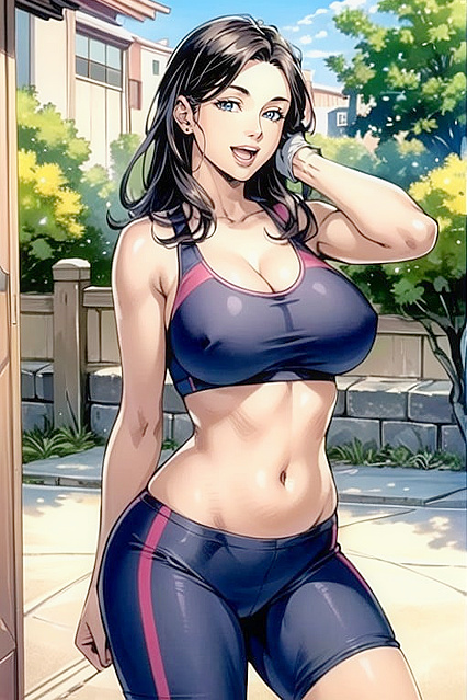 Japanese Comic Girl 18+ in Sport Bra for Hot Hentai Picture