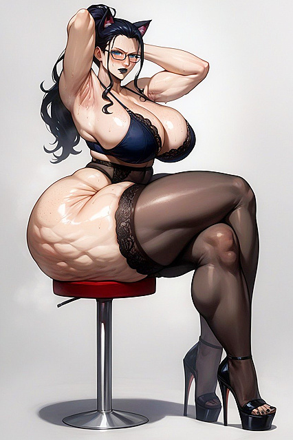 Oiled Skin and Black Fingernails in Seductive Full Body Hentai Picture