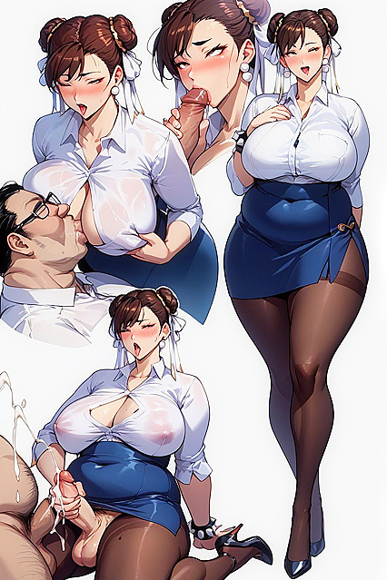 Teacher in High Heels Dominates Ugly Man in Horny Hentai Image