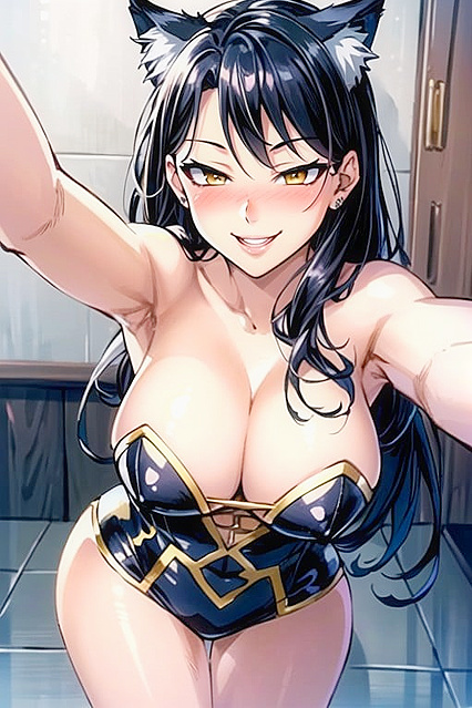 High-Angle View of Yellow-Eyed Girl 18+ Making  Ahegao Faces in Hentai'Picture
