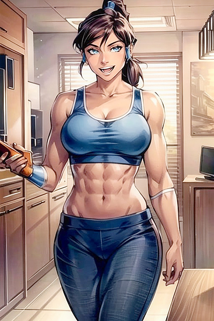 Korra from The Legend of Korra in a Sexy Sport Bra for Steamy Hentai Picture