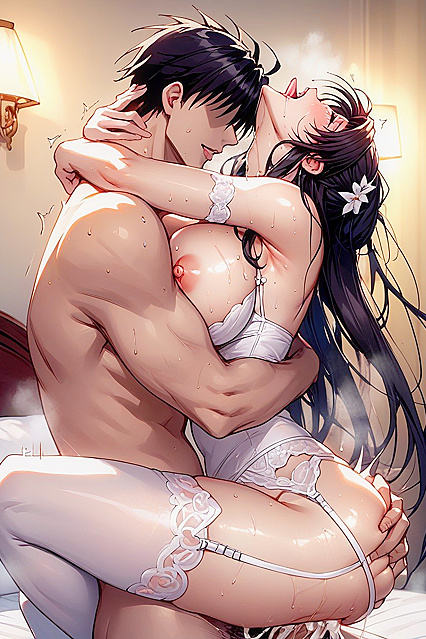 Curvy Bride in Wedding Dress Drools During Steamy Hentai Picture