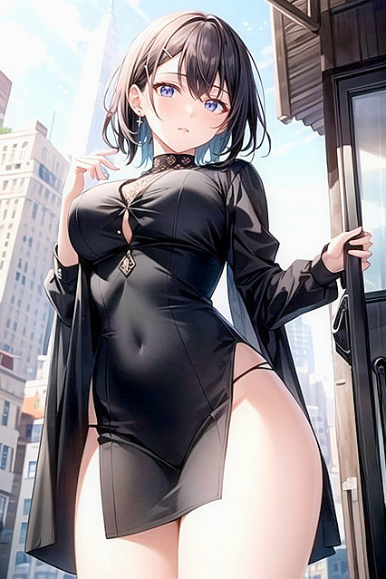 Short-Haired Babe Shows Off Her Assets in Seductive Hentai Image