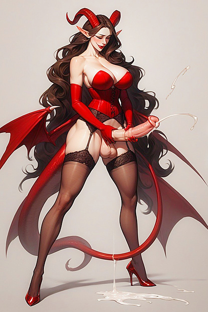 Futanari Girl 18+ with Pony Dick Wearing Stockings for Steamy Hentai Picture