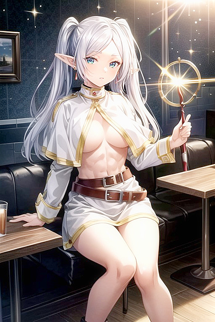 Naked Girl 18+ with Small Breasts Sits Down for Steamy Hentai Picture