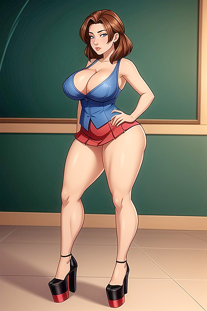 Teacher With Massive Sagging Breasts Shows Her Full Body in hentai AIPorn