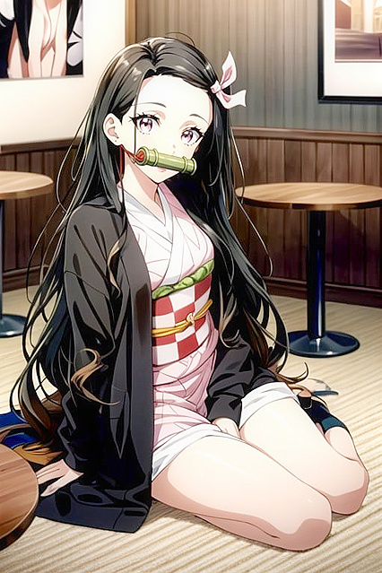 Nezuko from Demon Slayer Gets Intimate While Sitting Naked in Seductive Hentai Image