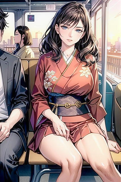 Horny Brunette Joins a Busty Harem for Wild Bus Sex Adventures
