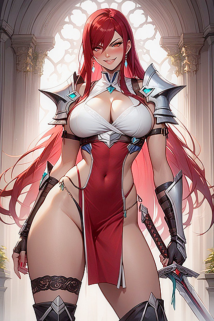 Erza Scarlet Shows Off Her Cleavage Wielding a Sword in Steamy Hentai Picture