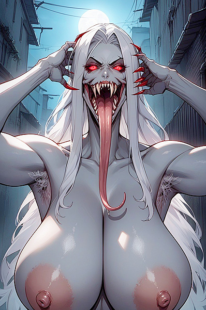Detailed Hentai Porn with Grey-Skinned Beauty andSharp Teeth