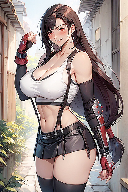 Big-Ass Babe Stares Intently at You While Standing for Steamy Hentai Picture