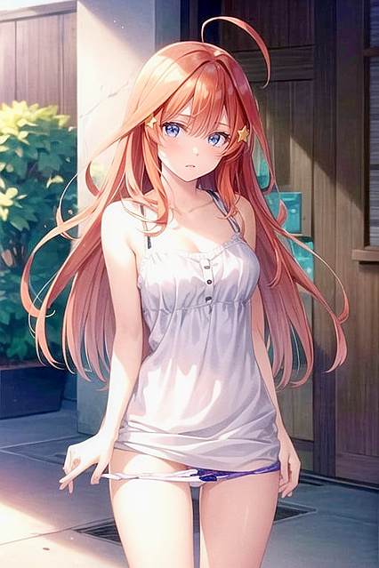Itsuki from Gotoubun no Hanayome Seductively Pulling Down Her Panties in Hentai AI Picture