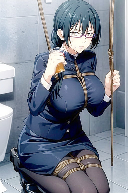 Noir with Pink Eyeshadow Enjoying  On-Stomach Hentai Picture