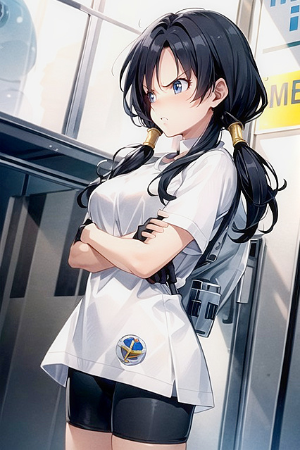 Videl from Dragon Ball Z in Sci-Fi hentai Picture from the Side View