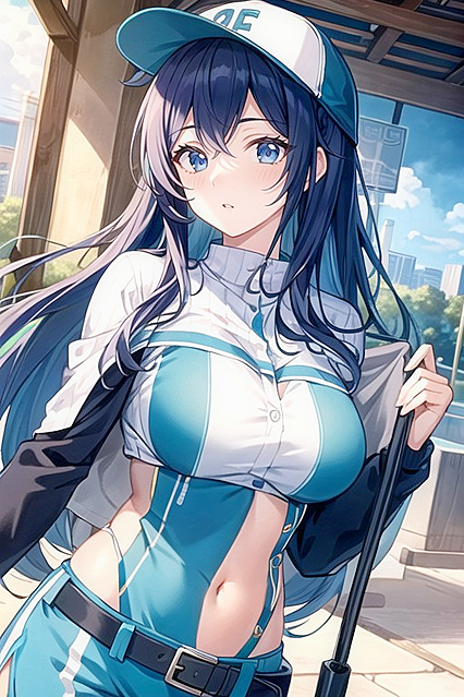 Hot Baseball Babe in Crop Top Shows Off Navel in Steamy Hentai Picture