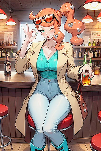 Rounded Breasts and Long Eyelashes in Seductive Pants Hentai Picture