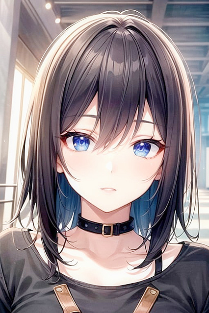 African Beauty with Very Short Hair inErotic Front View Hentai Picture