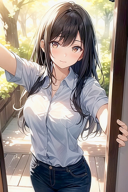 Warm Anime Brown-Eyed Beauty Takes Sexy Selfies in Hentai Picture
