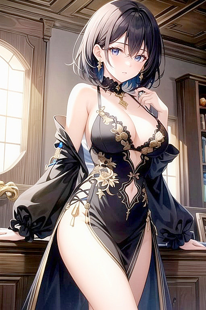 Busty African Beauty with Short Hair in Erotic Hentai Picture