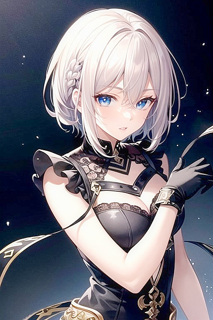 Busty Chick with Ultra-Short Hair Teases in a Seductive Busty Shot Hentai Image