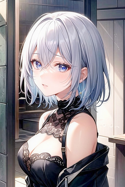Hentai Beauty with Very Short Hair Shows Off Her Front Side