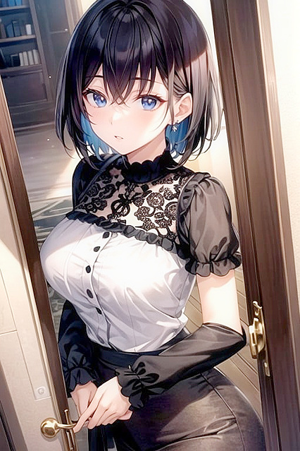 Busty African Beauty with Short Hair in Seductive Hentai Picture