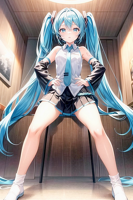 Hatsune Miku Spreads Her Legs and Poses Seductively in Steaming Hentai Picture