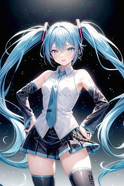 Hatsune Miku Strikes a Pose with Hands on Hips inMind-Blowing Hentai Picture