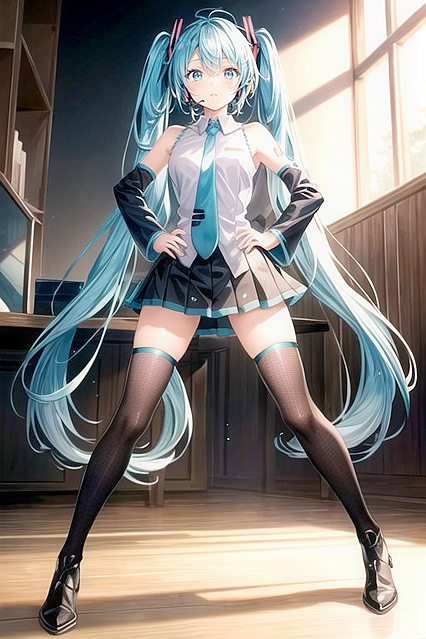 Sitting Down with Legs Spread and Hands on Hips for Hot Hentai Pleasure