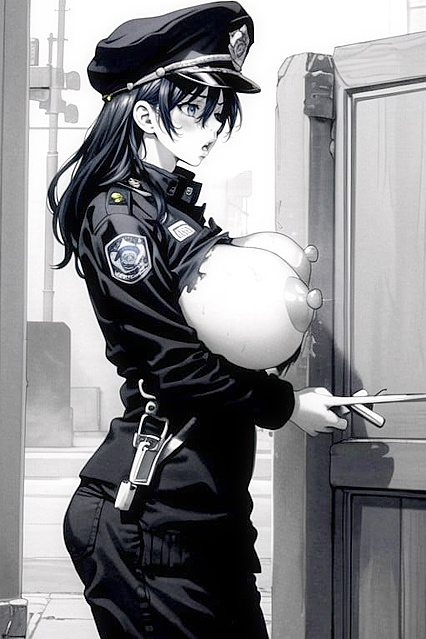 Police Officer Gives a naughty Blowjob with Expanding Breasts in Hentai AIPorn