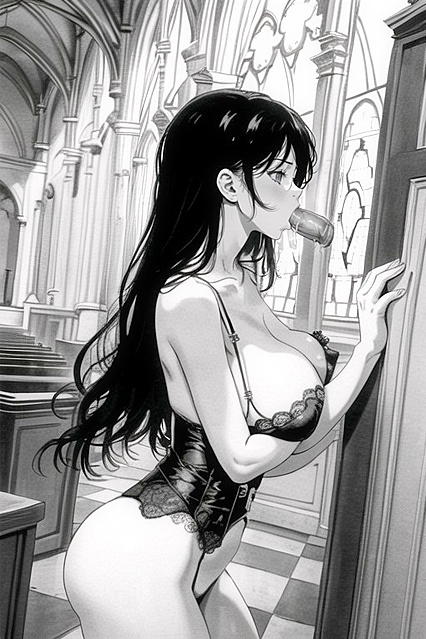 Naked Church Image with Puffy Nipple in Steamy Hentai Picture