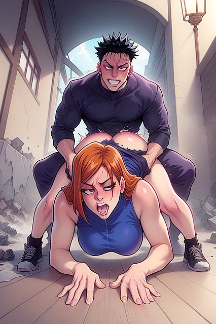 Saliva Dripping Down Her Face While Clinging to a Crumbling Wall in Hentai Bliss