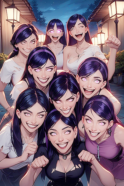 Glowing-Eyed Beauties Enjoy  Pleasure from an Overhead View Hentai AI Porn