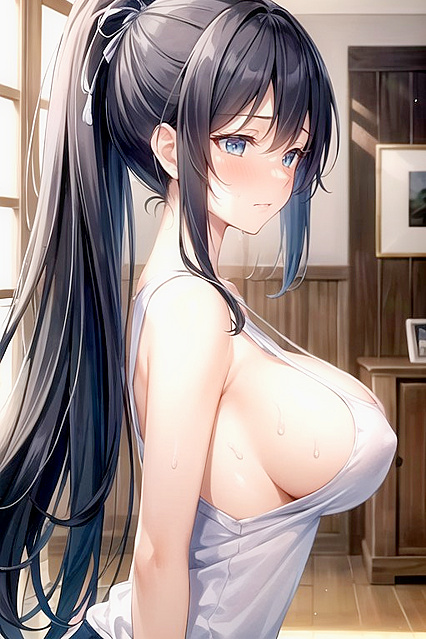 Sweaty Nipple Twisting Picture in Solo Hentai Masturbation Images