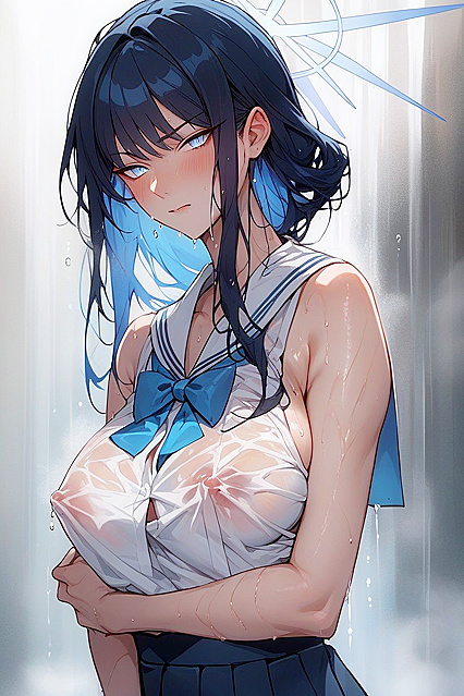 Saori from Blue Archive Seduces with Blue Inner Hair in Steamy hentai Images