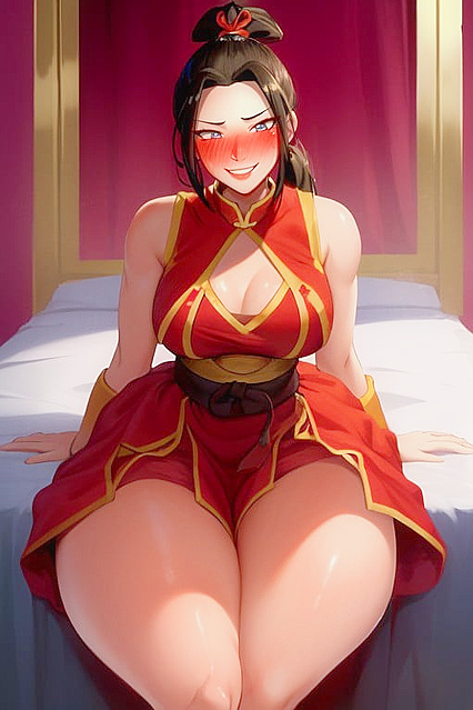 Blushing and Smirking, Fit Azula from Avatar Enjoying Steamy Hentai Picture