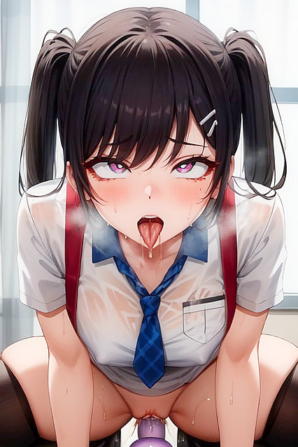 Nipples On Display and Dildo Fun in Seductive Hentai Picture