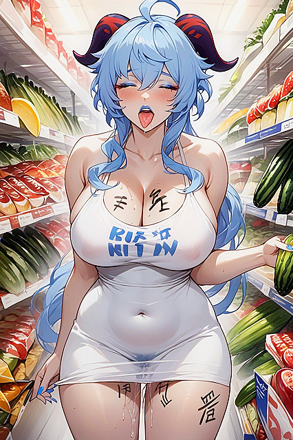 Tongue-Out Temptress Drenched in Pussy Juice with Blue Lipstick Hentai Fun