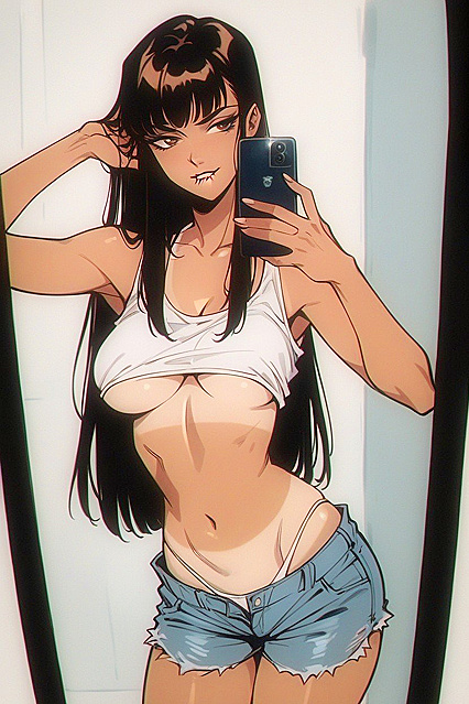 Horny Chick with Bikini Tan Lines and Medium Breasts in Seductive Hentai Picture