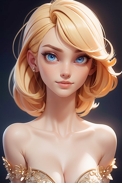 Off-Shoulder Bliss – Bangs and Rolling Eyes in Seductive Hentai Picture