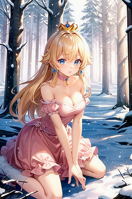 Princess Peach Kneels Submissively in Steamy Dutch Hentai Picture