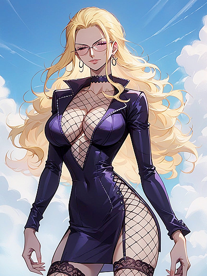 Nico Robin's Luscious Hair and Seductive Fishnet Thigh-Highs in Hentai AI Picture