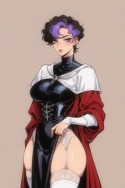 Skinny Girl 18+ with Multicolored Hair Gets Wild in Hentai AI Picture