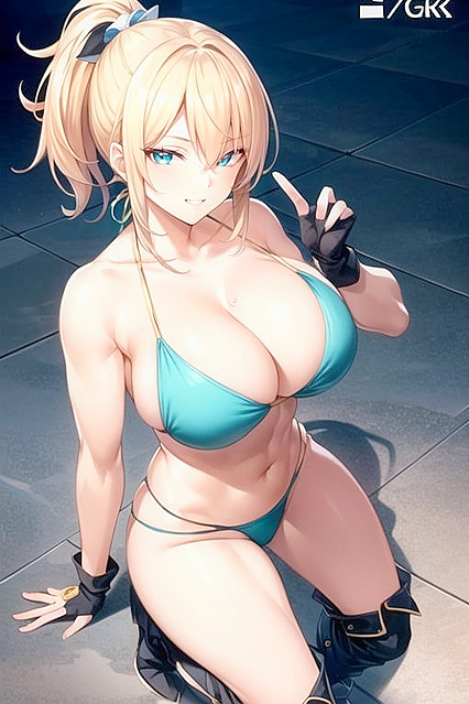 Hot Blond With Ponytail and Boots Seduces in Steaming Hentai Picture