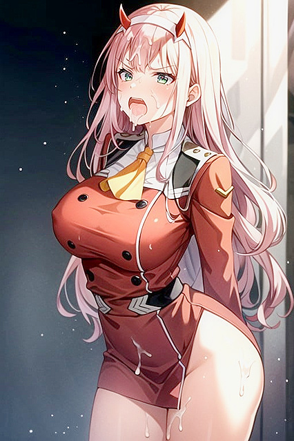 Zero Two from Darling in the FranXX Reacts Shocked While Nude in hentai Picture