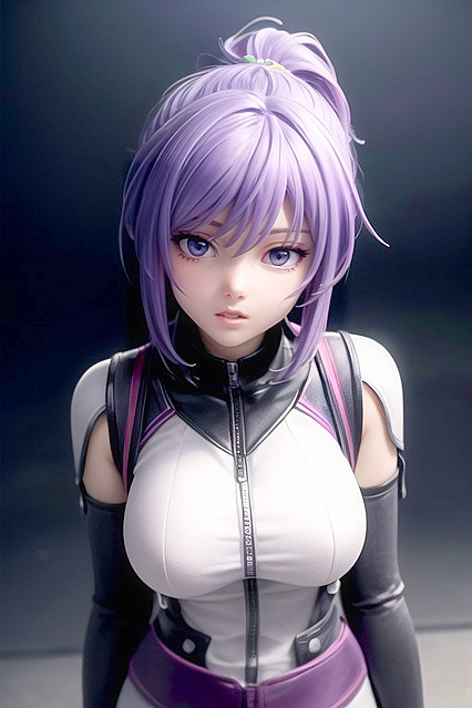 Bottom-Up Purple-Haired Babe Gets Soaked in Rainy Hentai Picture