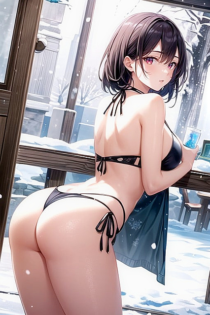 Bend Over in Bikini During Snowy hentai Picture
