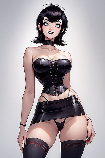 Goth Beauty Shows Off Her Thong in Front View Hentai Picture