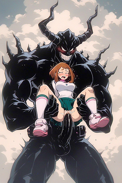 Ochako Uraraka from My Hero Academia Fucked by Giant Black Monster with Exposed Brain